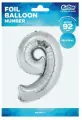 Balon foliowy cyfra 9 Beauty&Charm srebrna 92cm - tantis.pl