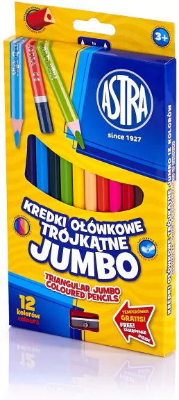 Kredki ołówkowe jumbo trójkątne. 12 kolorów - tantis.pl