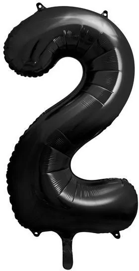Balon foliowy. Cyfra 2. Czarny 86cm - tantis.pl