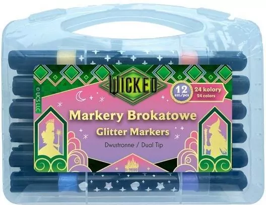 Markery brokatowe dwustronne 12szt Wicked - tantis.pl