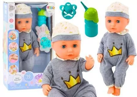 Lalka bobas w siwej piżamce siusiająca butelka - tantis.pl