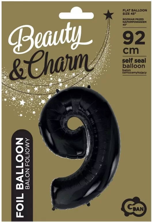 Balon foliowy B&C cyfra 9 czarna 92cm - tantis.pl