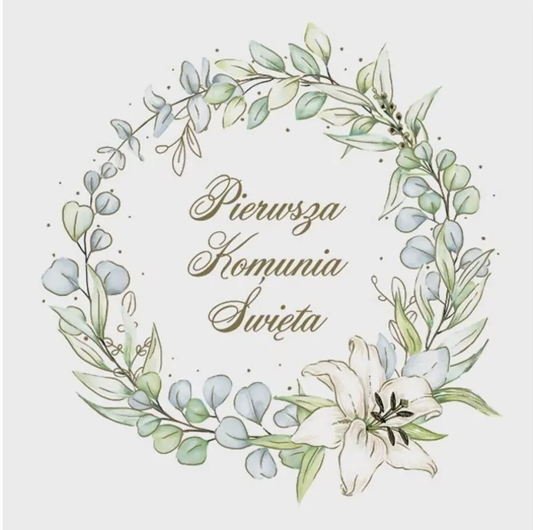 Serwetki Komunia wieniec z eukaliptusa 33x33cm 20s - tantis.pl