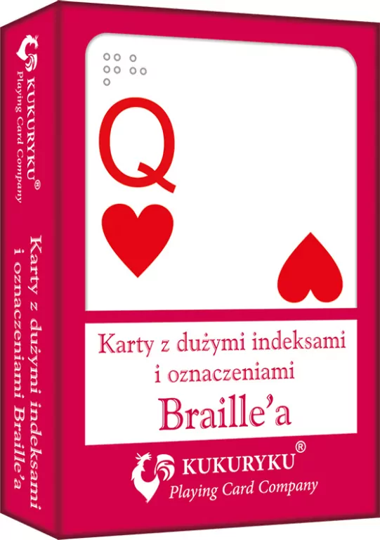 Karty do gry czerwone z dużymi indeksami i znakami Braile:a - tantis.pl