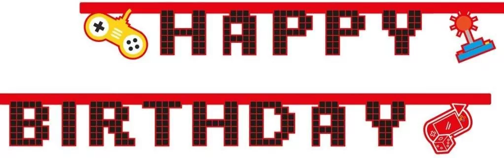 Banner Gaming Party Happy Birthday - tantis.pl