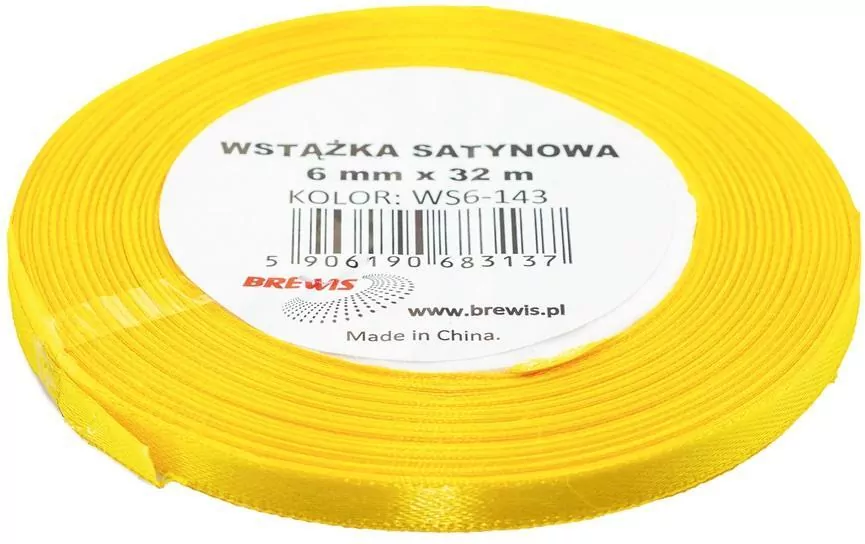 Wstążka satynowa jasna żółta 6mmx32m - tantis.pl