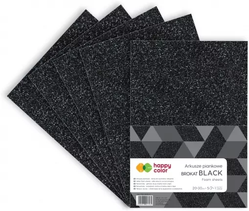 Arkusze piankowe brokat A4 black - tantis.pl