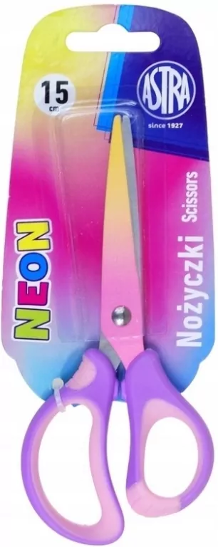 Nożyczki szkolne ergonomiczne 15 cm. Astrakids. Neon - tantis.pl