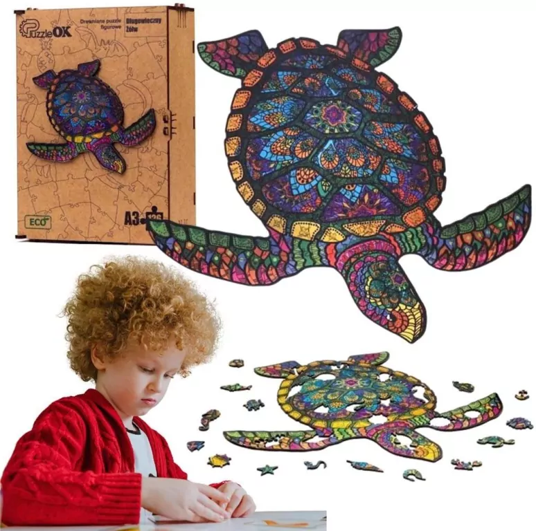 Puzzle drewniane eko 126. Długowieczny żółw - tantis.pl