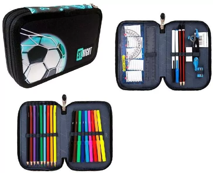 Piórnik podwójny z wyposażeniem PC4 Neon Football - tantis.pl