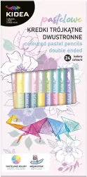 Derform. Kredki trójkątne dwustronne pastel, 24 kolory