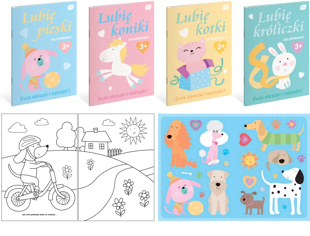 Kolorowanka A4 z naklejkami To Lubię mix - tantis.pl