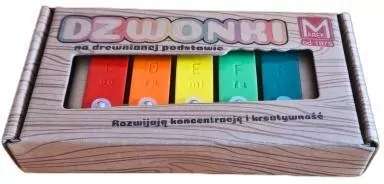 Dzwonki 5-tonowe kolorowe na drewnianej ramie - tantis.pl