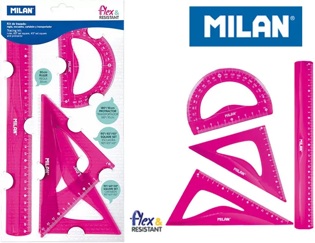 Zestaw Linijek 4 sztuki róż MILAN - tantis.pl