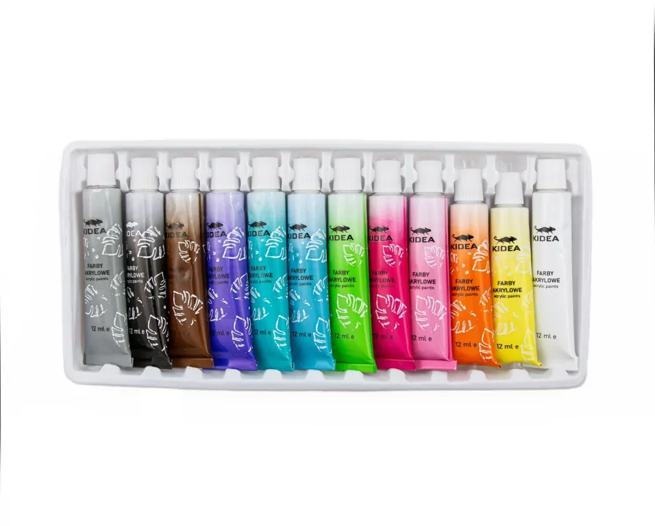 Farby akrylowe neonowe 12x12ml KIDEA - tantis.pl