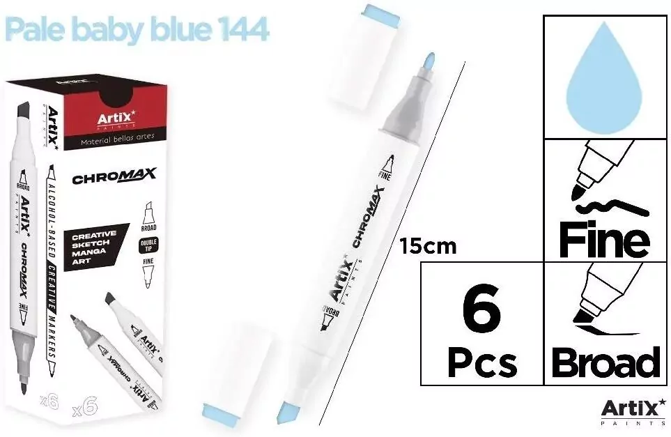 Marker Chromax z 2 końcówk. pale blue 144 - tantis.pl