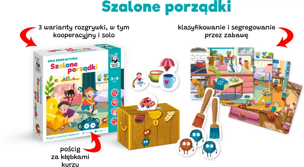 Szalone porządki. Gra edukacyjna. Kapitan Nauka - tantis.pl