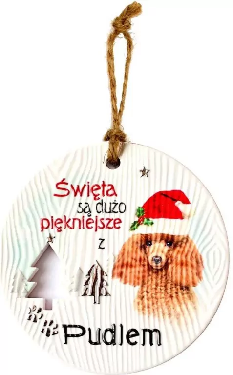 Zawieszka ceramiczna Boże Narodzenie Pudel - tantis.pl