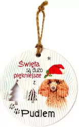 Zawieszka ceramiczna Boże Narodzenie Pudel
