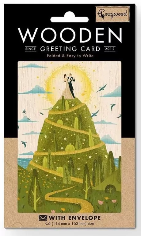 Karnet drewniany C6 + koperta. Ślub Wzgórze miłości - tantis.pl