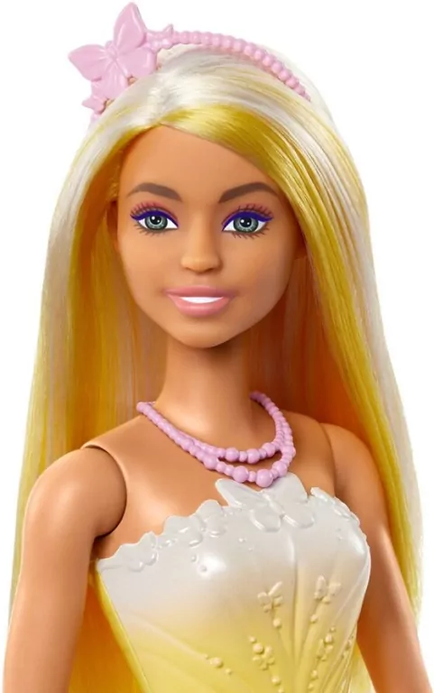 Mattel. Barbie Księżniczka, żółto różowy strój HRR09 - tantis.pl