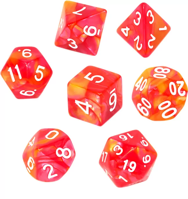 Komplet kości REBEL RPG - Dwukolorowe - Czerwono-żółte - tantis.pl