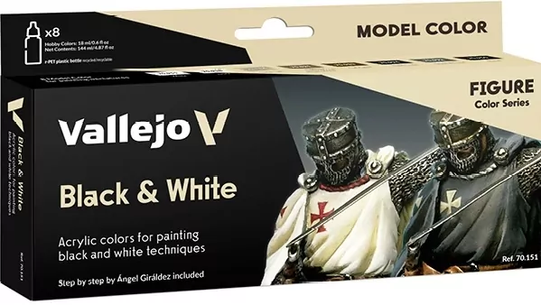 Vallejo: 70.151 - Model Color - Figure - Black & White (8 x 18 ml) - tantis.pl