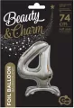 Balon foliowy 4, stojący, srebrny, 74 cm - tantis.pl