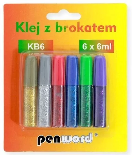 Klej z brokatem 6 ml. 6 kolorów - tantis.pl