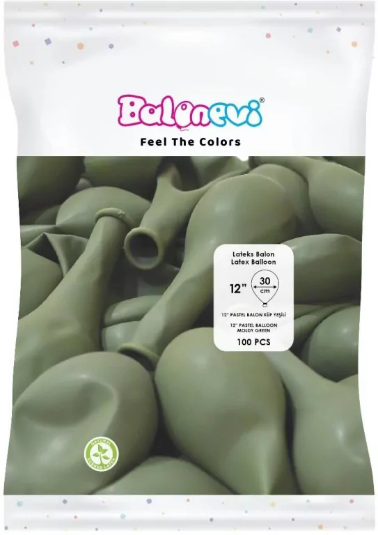 Balony lateksowe Pastel zgniłozielone 30cm - tantis.pl