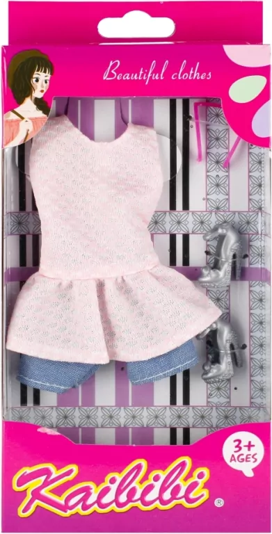 Ubranko dla lalek 501162 Mega Creative mix cena za 1 szt- długa sukienka, torebka, buty, bluzka, krótkie spodenki, długie spodenki - tantis.pl