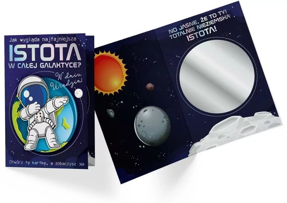 Karnet B6. Urodziny. Kosmonauta, lusterko - tantis.pl