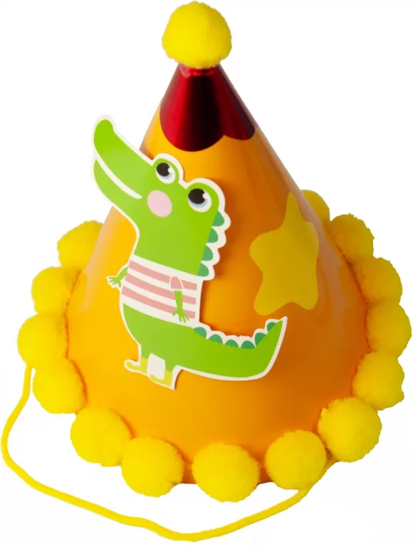 Czapeczka urodzinowa z pomponami Dinozaur - tantis.pl