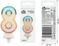 Świeczka cyfra 8 tęczowa 8,5cm - tantis.pl