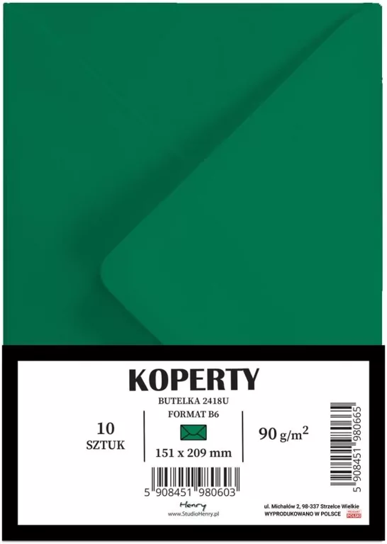 Koperty B6 butelkowa zieleń 10szt - tantis.pl