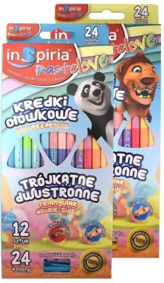 Kredki trójkątne dwustronne 12=24 kolory