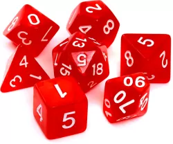 Komplet kości RPG. Czerwone. Perłowe. REBEL