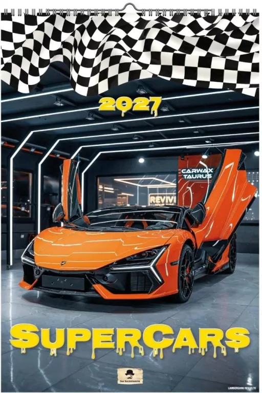 Kalendarz 2027 A3 ścienny super cars - tantis.pl