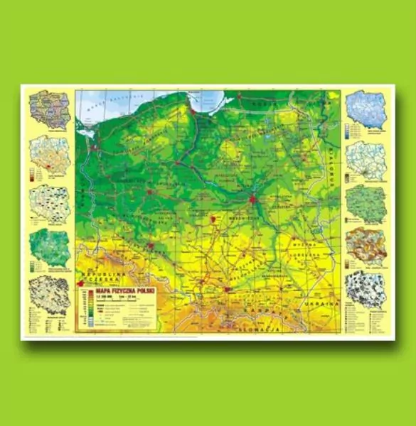 Podkład na biurko. Mapa fizyczna Polski - tantis.pl