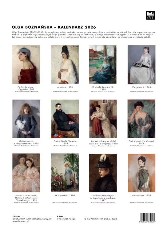Kalendarz 2026 - Olga Boznańska A3 - tantis.pl