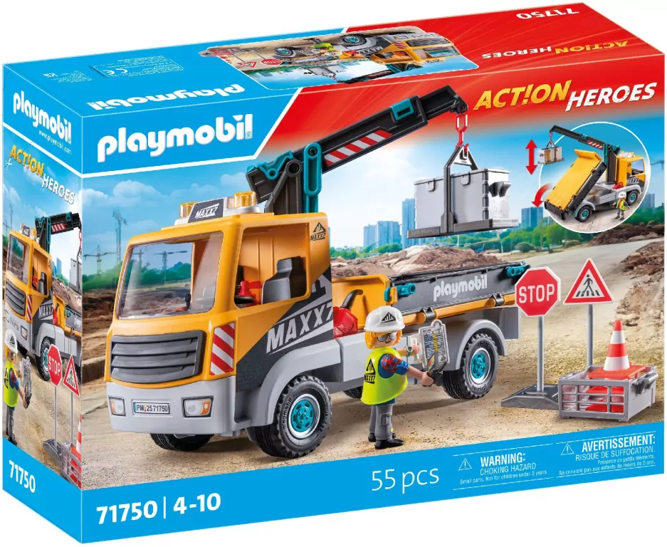 Playmobil Ciężarówka budowlana z dźwigiem 71750 - tantis.pl