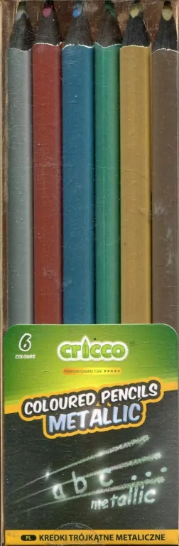 Kredki ołówkowe trójkątne Cricco Black Wood metaliczne 6 sztuk - tantis.pl