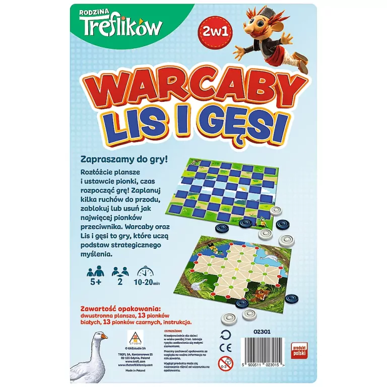 Warcaby 2w1 Lis i Gęsi. Rodzina Treflików - tantis.pl