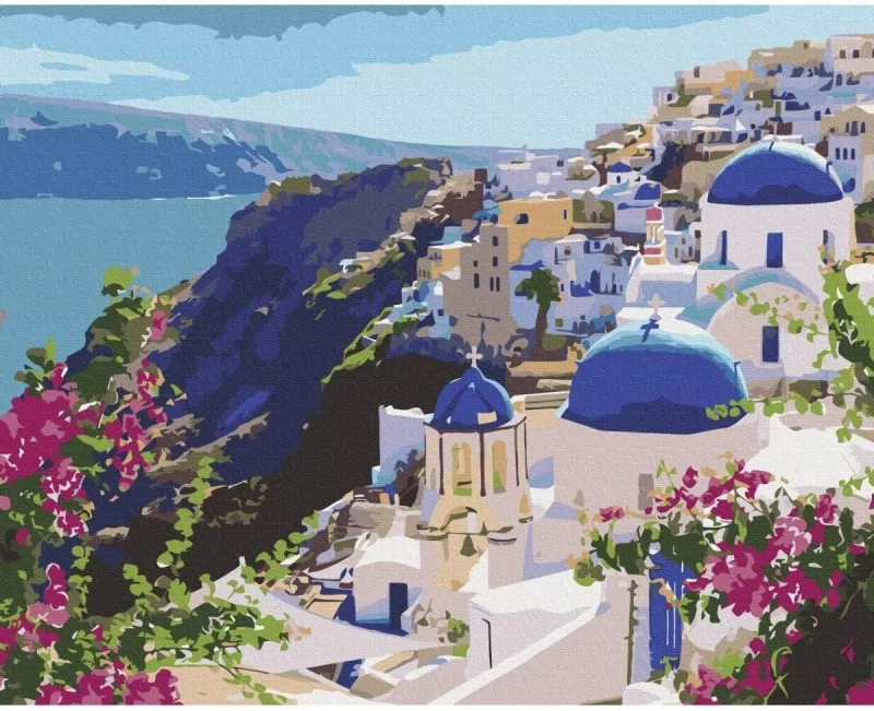 Malowanie po numerach BRUSHME 40x50cm krajobraz Santorini - tantis.pl