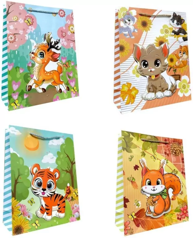 Torebka prezentowa dziecięca M Zwierzęta 3D mix - tantis.pl