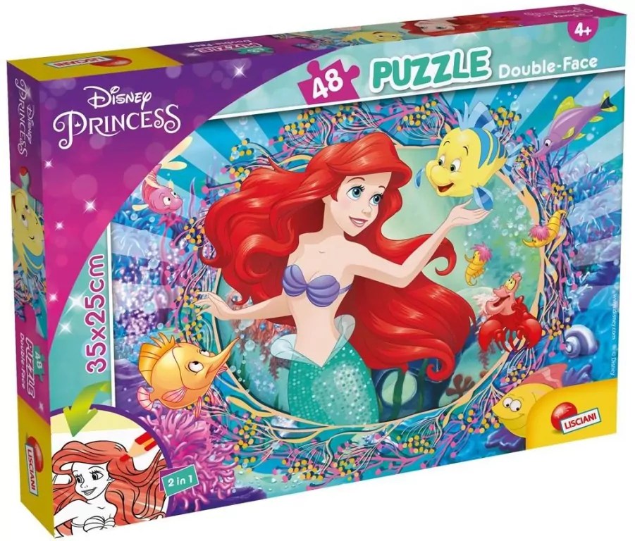 Ariel. Disney Księzniczka. Puzzle 48 dwustronne - tantis.pl