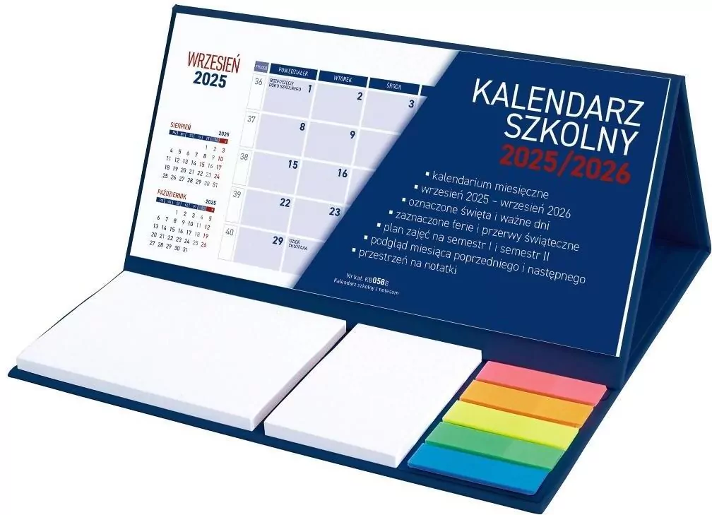 Kalendarz 2025/26 szkolny z notesem granat - tantis.pl