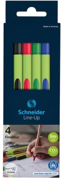 Zestaw cienkopisów Schneider Line-Up, 0,4mm, stojak, 4 szt., miks kolorów - tantis.pl