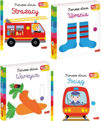 Pakiet: Strażacy / Ubrania / Warzywa / Pociąg. Pierwsze słowa. Akademia Mądrego Dziecka