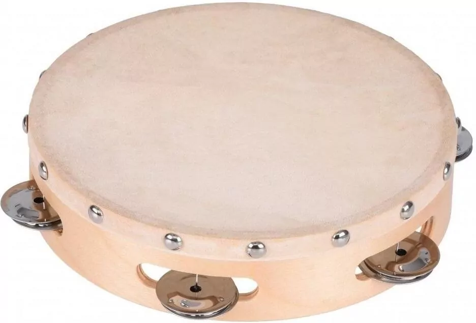 Goki. Tamburyn z naturalnej skóry z 5 talerzykami - tantis.pl